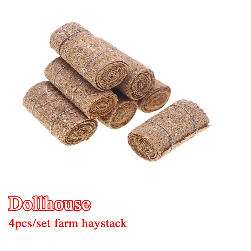 4 Stuks 1/12 Poppenhuis Mini Hooibalen Hooiberg Model Poppenhuis Boerderij Decoratie Speelgoed Poppenhuis Micro Scène Decor Accessoires