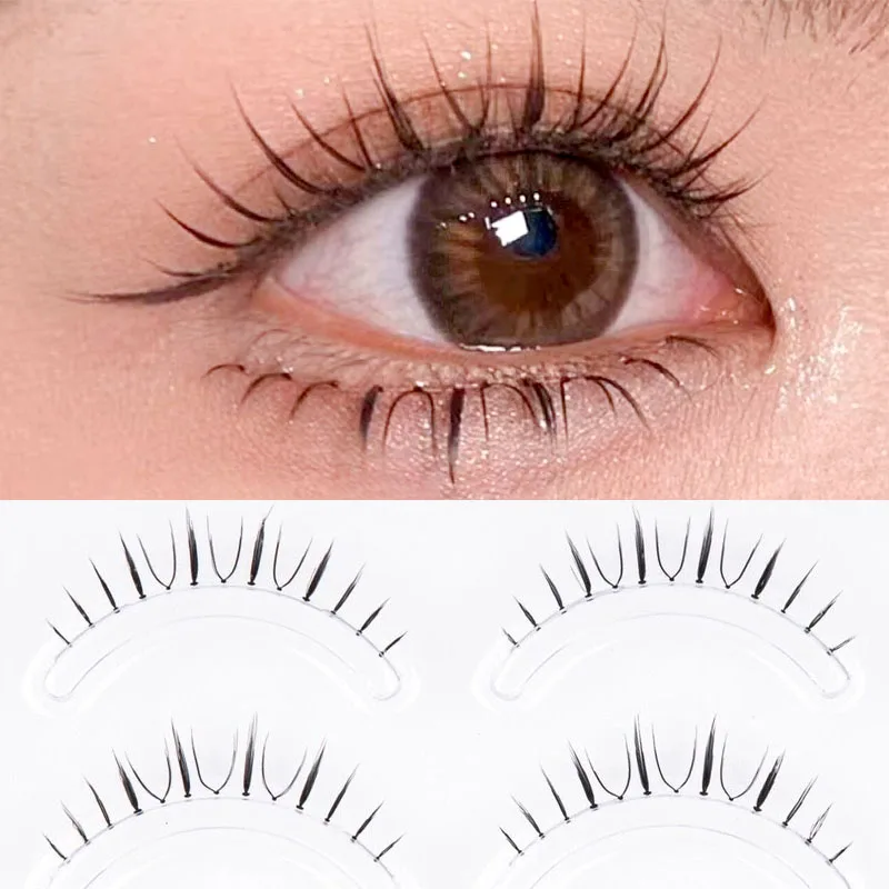 4 Pairs New Natural Lower Eyelash Makeup Transparent Stems Manga Eyelash Under Eyelash Extension Handmade Bottom Eye Lashes