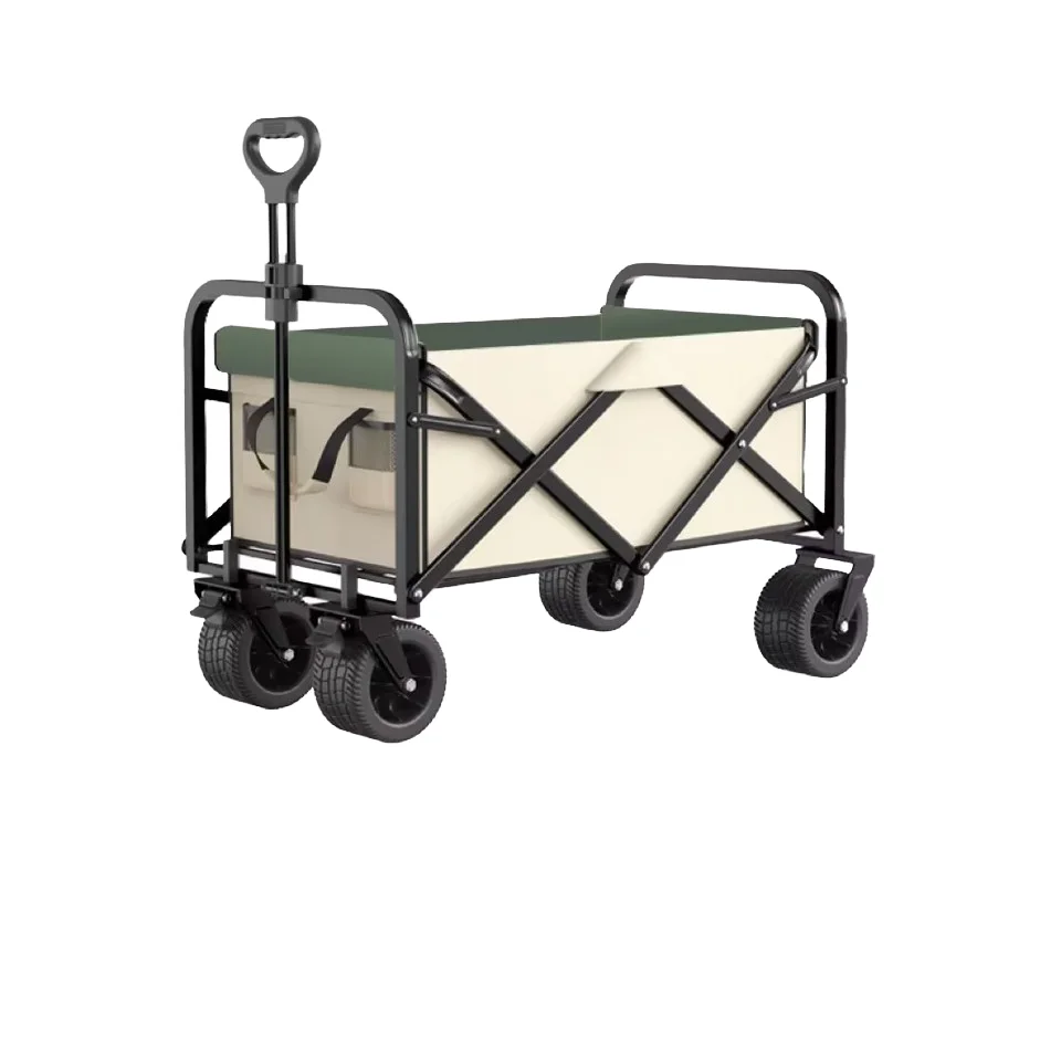 

Outdoor Camping Wagon, Portable Picnic Trolley with Telescoping Handle, Foldable Small Cart for Camping and Outdoor Activities