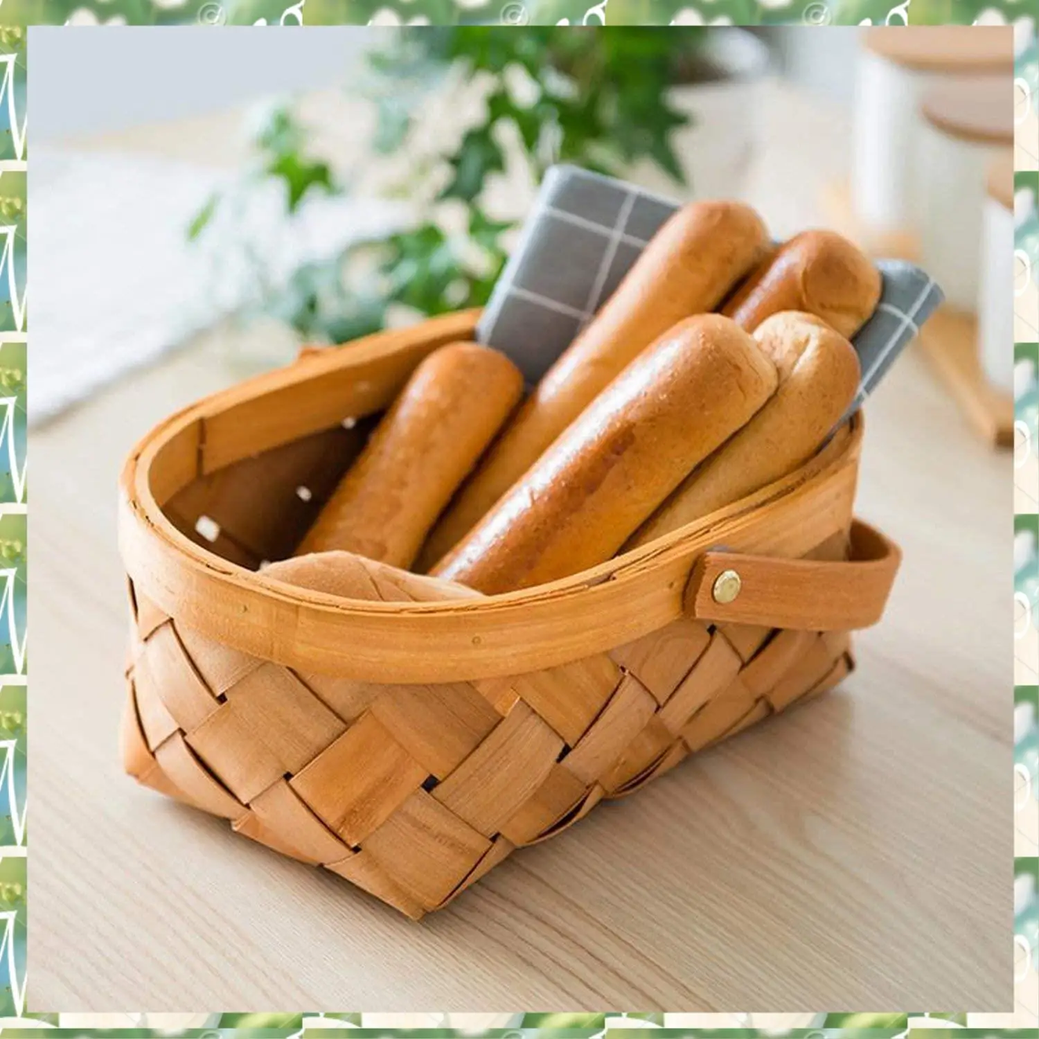 

FIZP Handmade Rattan Storage Container Storage Basket Wooden Storage Basket With Handle Storage Container