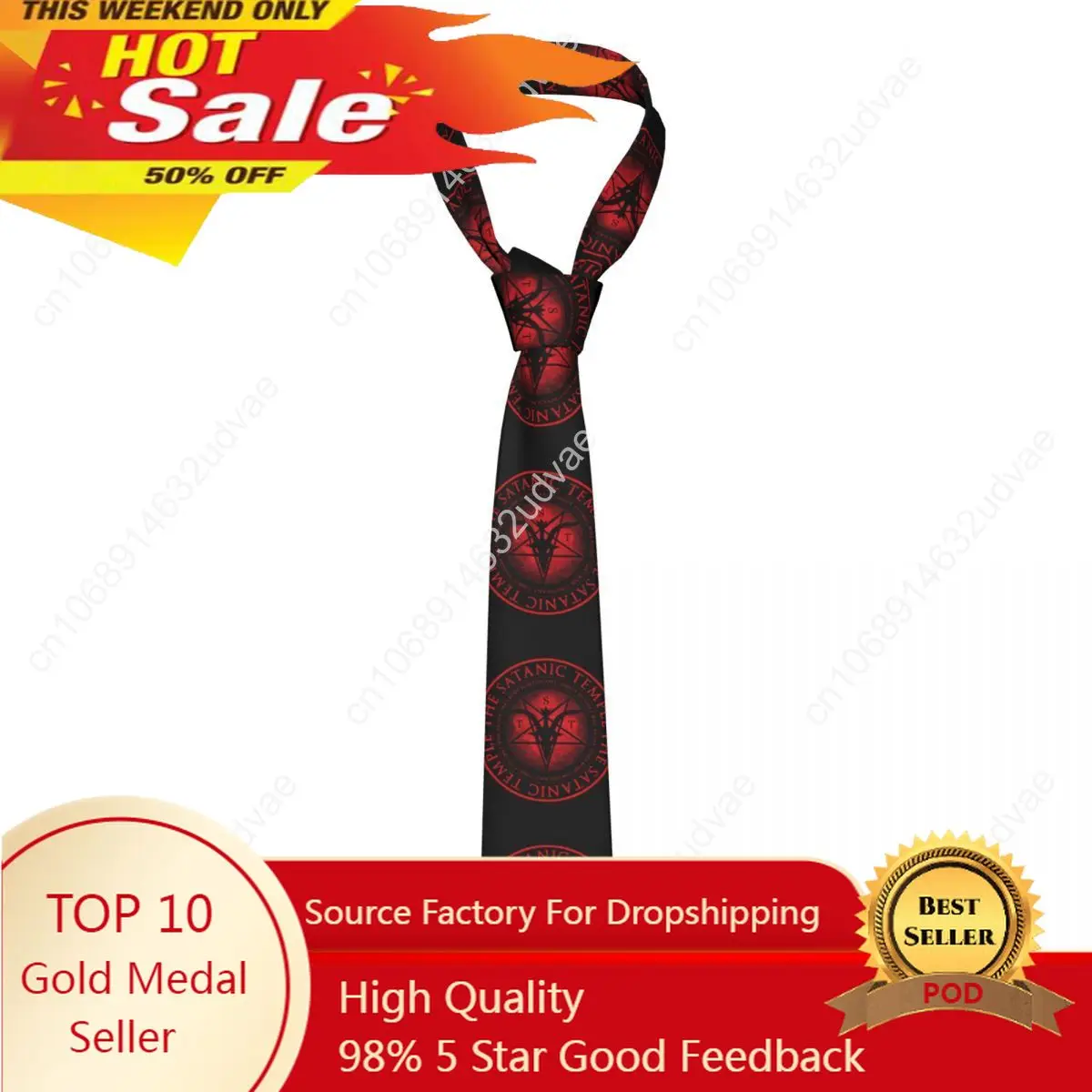 

Classic Tie for Men Silk Mens Neckties for Wedding Party Business Adult Neck Tie Casual Baphomet Satanic Tie