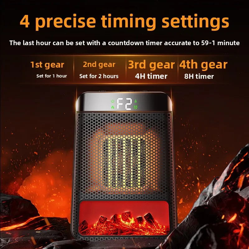 Cross-border new arrival3DDynamic flame heater Quiet and energy-efficient for home heatingPTCQuick-Heating Ambient Light Electri