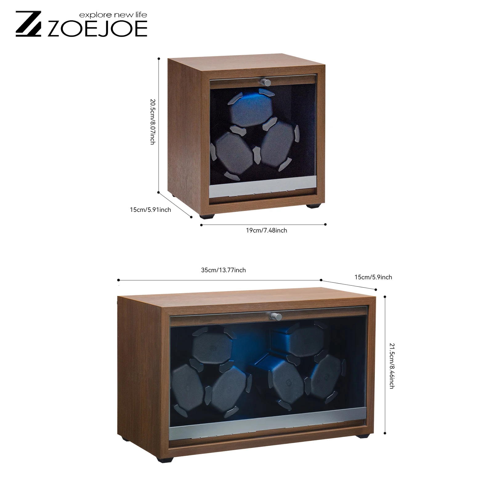 ZOEJOE 3 Slots 6 Slots Automatic Watch Winders USB Cable Low Noise Watch Storage Box With Light Birthday Gifts For Friends