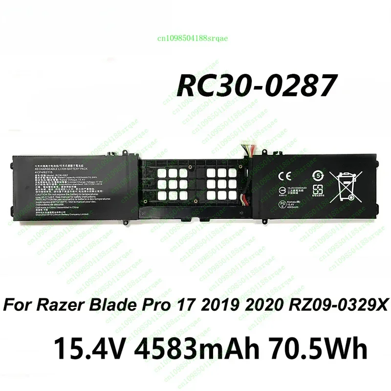 

RC30-0287 15.4V 4583mAh Laptop Battery For Razer Blade Pro 17 2019 2020 RZ09-0329X RZ09-0368AEC2-R341 RTX 2080 Max-Q"% Test"