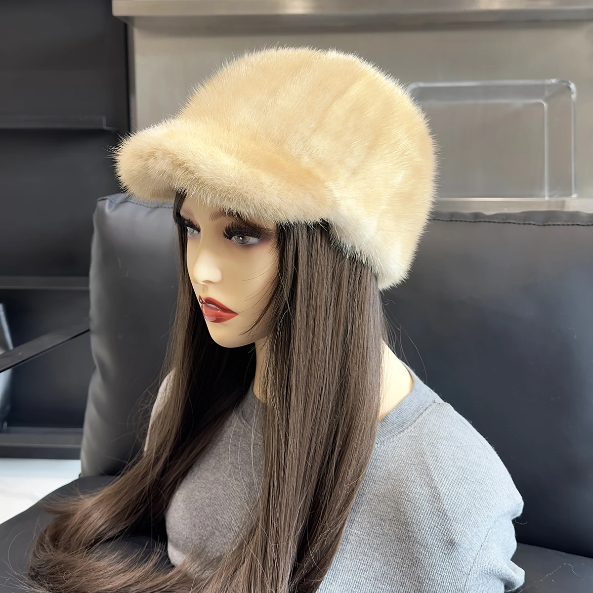 Lady Outdoor Cap Real Mink Fur Hat Winter Women Keep Warm 100% Genuine Mink Fur Hats Natural Quality Female Fashion Mink Fur Cap