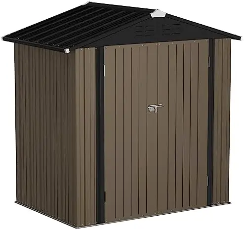 Metal Outdoor Storage Shed 6 x 4 FT Metal Shed with Lockable Door,Waterproof Garden Tool Shed Storage House for