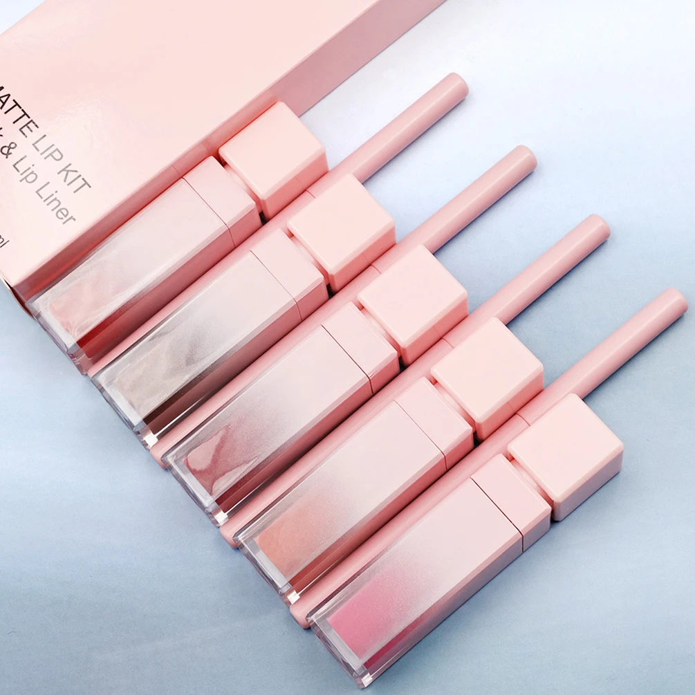Private Label Lipstick Lipliner Kit Custom Logo Matte Waterproof Non-stick Lipgloss Lip Liner Waterproof Natural Color Makeup