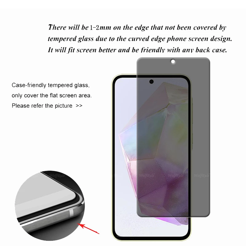 4Pcs For Samsung A35 Glass Samsung Galaxy A35 A 35 Tempered Glass HD 9H Anti-Spy Cover Glue Privacy Screen Protector Samsung A35