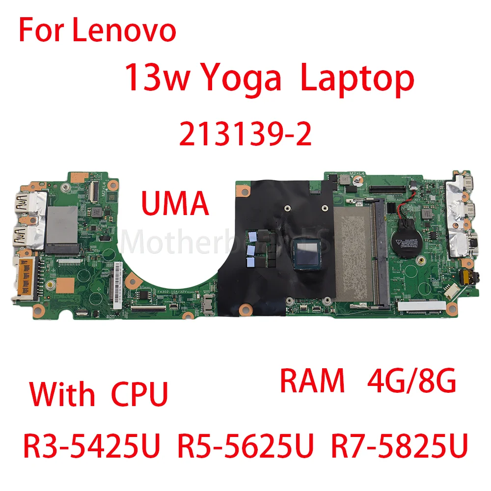 Laptop Motherboard For Lenovo 13w Yoga 213139-2 With CPU R3 5425U R5 5625U R7 5825U RAM 4G/8G 5B21J77274 100% test