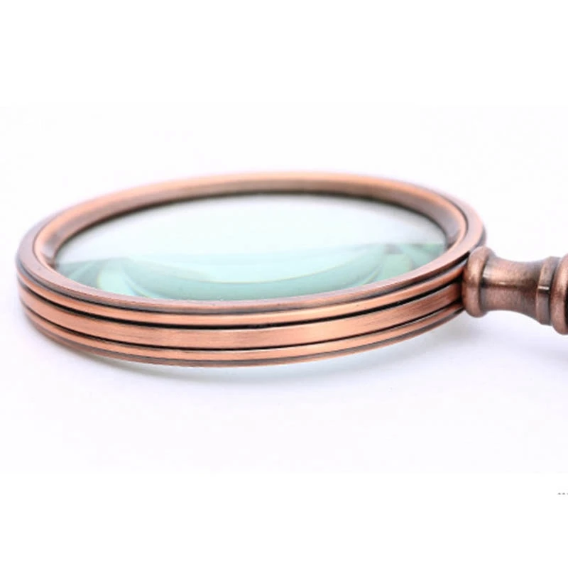 10X Magnifying Glass Retro Handheld Magnifier Wooden Handle Optical Glass Magnifying Glass For Reading Coins Repair Work