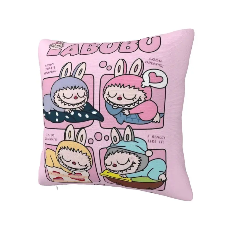 Custom Luxury Labubues Anime Throw Pillow Case Home Decorative Square Cushion Cover Pillowcover for Sofa