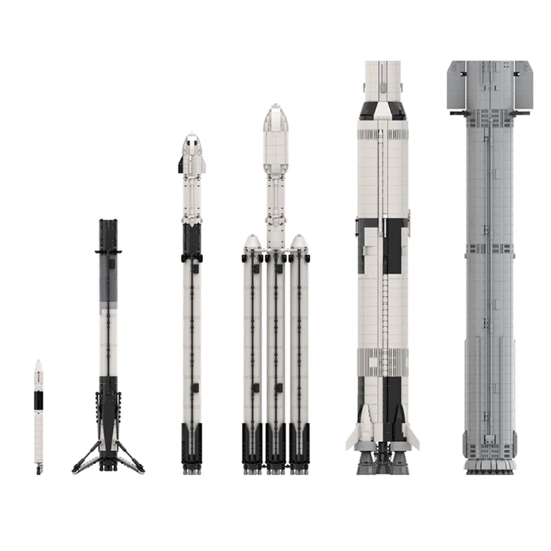 Bloques de construcción para niños, juguete de ladrillos para armar nave espacial Falcon 1 y Launch Pad, escala Saturn V, ideal para regalo