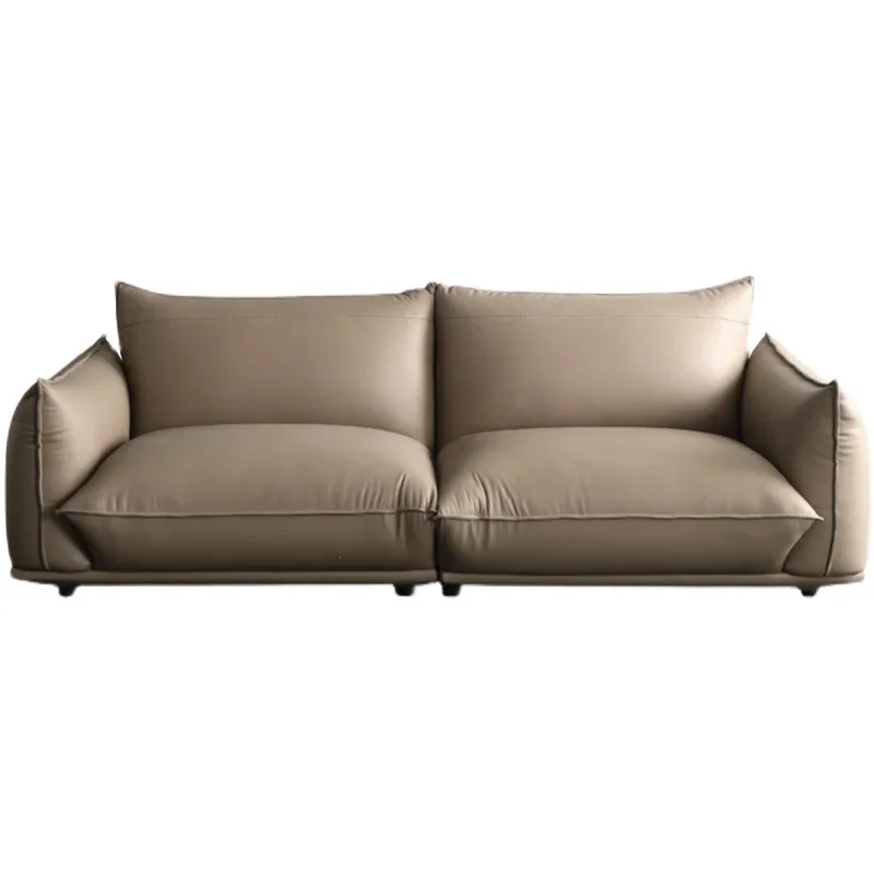 

Italian light luxury leather sofa household three-person living room modern simple down sofa furniture