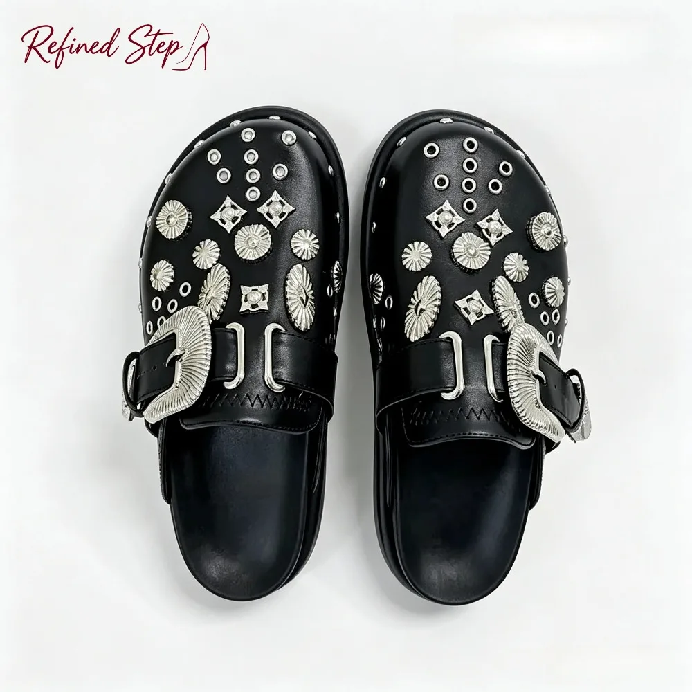 Baotou  Sandals  Women Wear Thick Soled Rivet Fashion Sandals Diamond-shaped Mohler Shoes Slippers Women Shoes  Women  Shoes