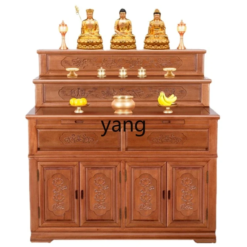 CX Three-Layer Altar Cabinet Ladder Buddha Shrine Solid Wood Buddha Niche New Chinese Style Prayer Altar Table Table