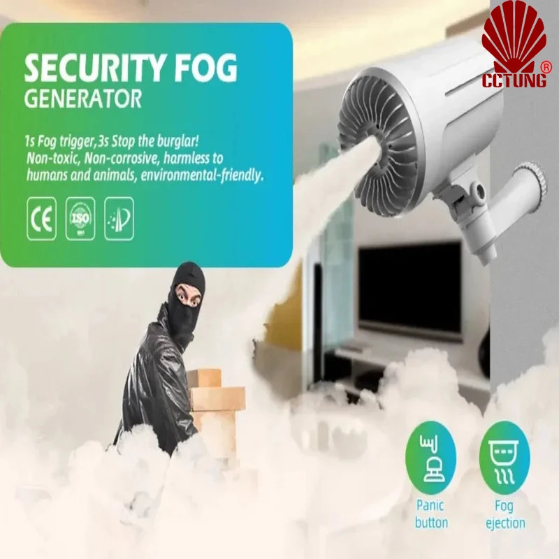 Pepper Smoke Cartridge Security Fog Generator Remote Controlling By Free TUYA APP &  Panic Button/On Off Switch Triggerred