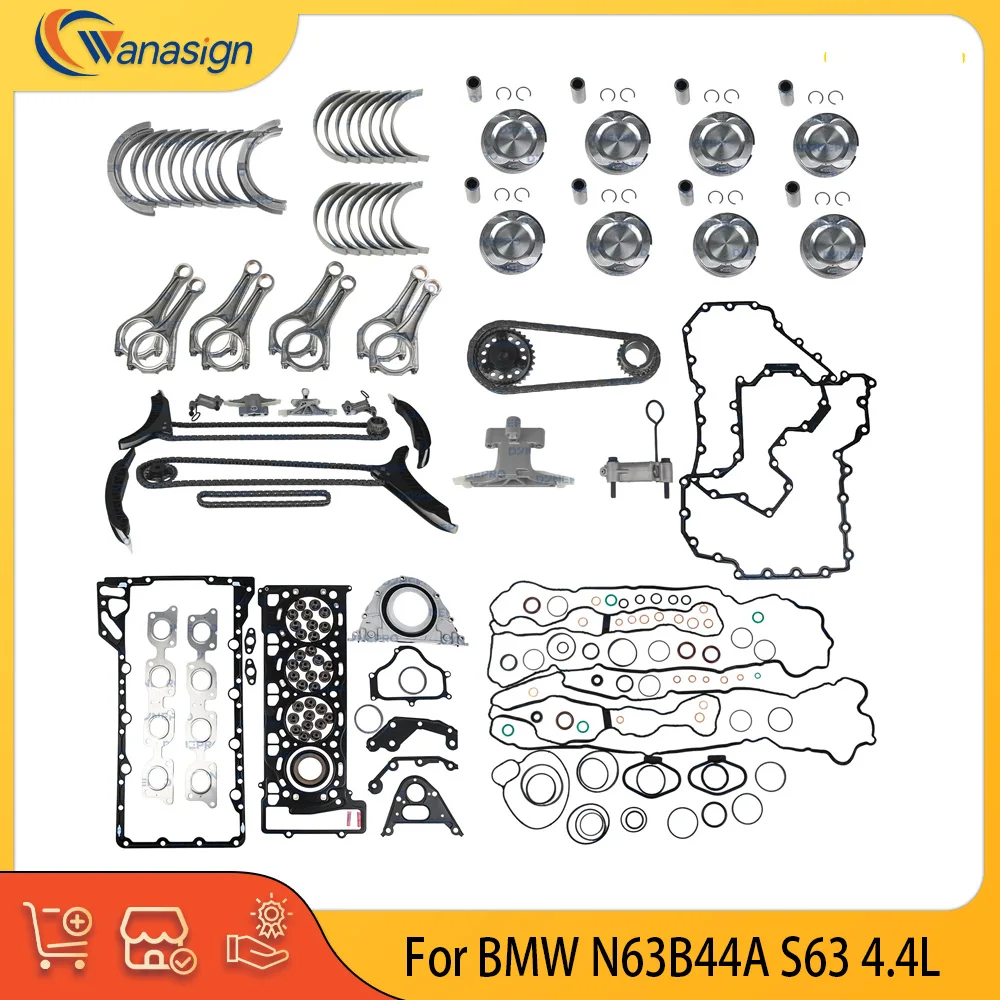 

Engine Parts Rebuild Overhaul Gasket Timing Chain Piston Bearings Fit 4.4 L L4 Gas N63B44A For BMW 550i 650i 750i X5 X6 S63 4.4L