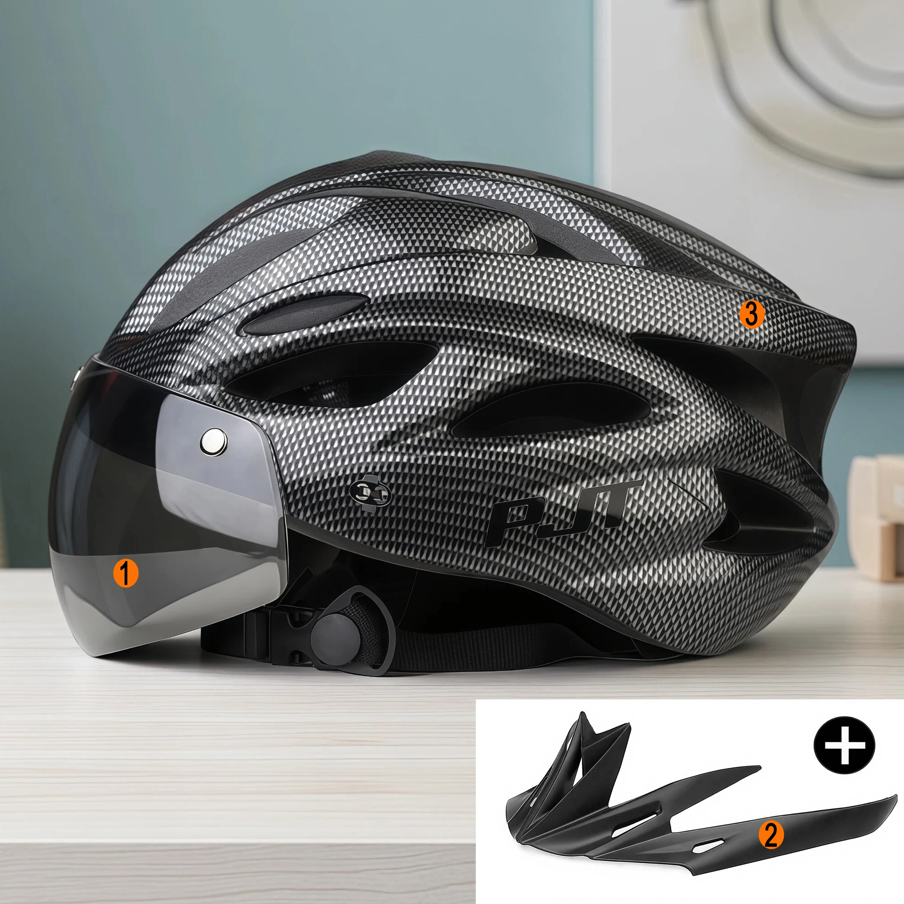 PJT Leichter, atmungsaktiver Fahrradhelm mit magnetischer Anziehungsschutzbrille, Linse, Fahrradhelm, frei umschaltbarer Fahrradhelm für Erwachsene
