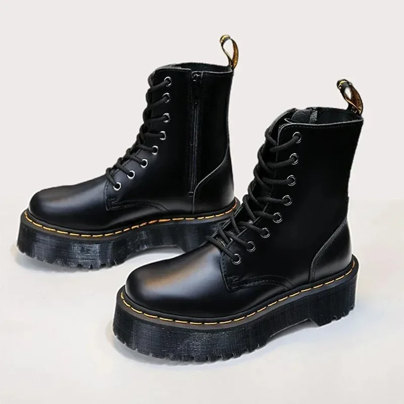 

Women Martin Boots Casual Shoes Woman Leather Chelsea Classic Motorcycle Female Goth Shoes High Platform Boots Women Botas Mujer