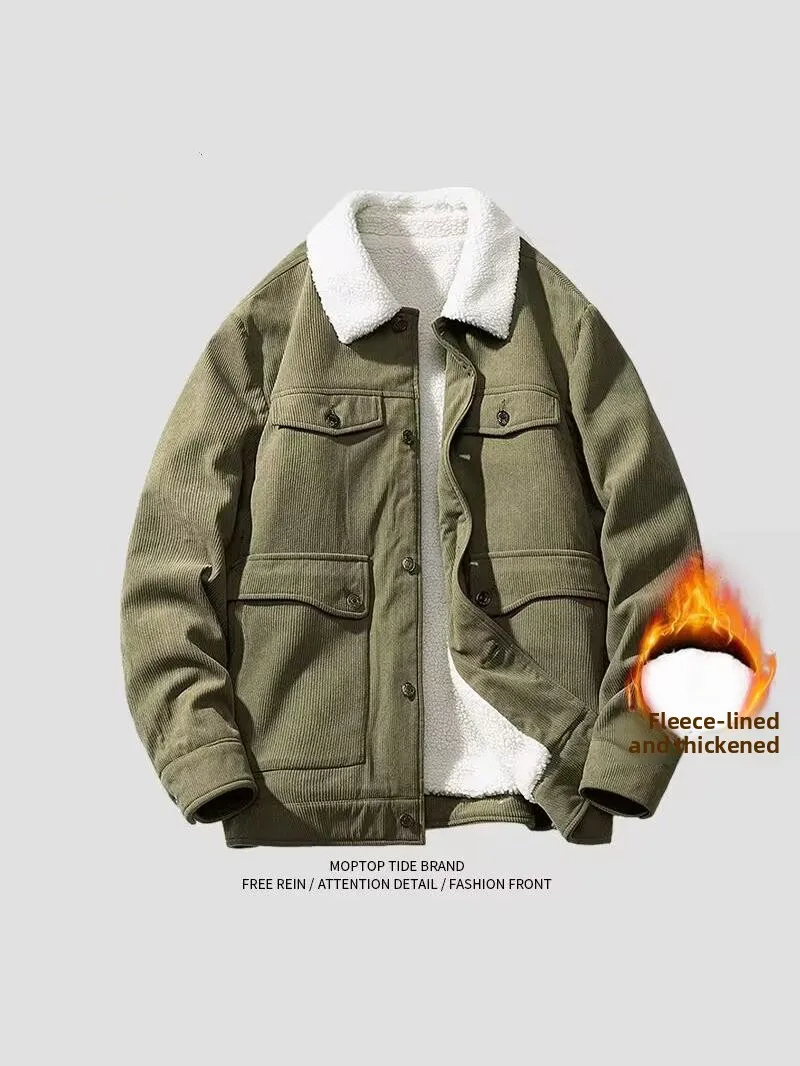 

Мужская вельветовая куртка с отложным воротником, утепленная, в винтажном стиле, повседневная, модная, с длинными рукавами, осенне-зимнее пальто