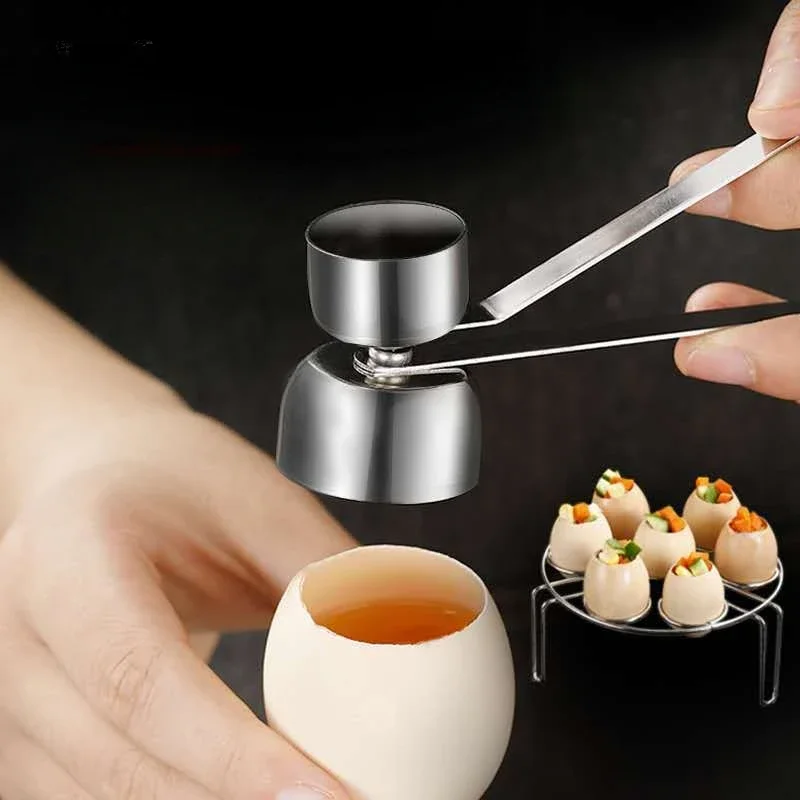 Eggshell Cutter Double Head Egg Topper Shell Opener 304 Metal Egg Shell Opener Boiled Raw Egg Creative Kitchen Tools Accessories