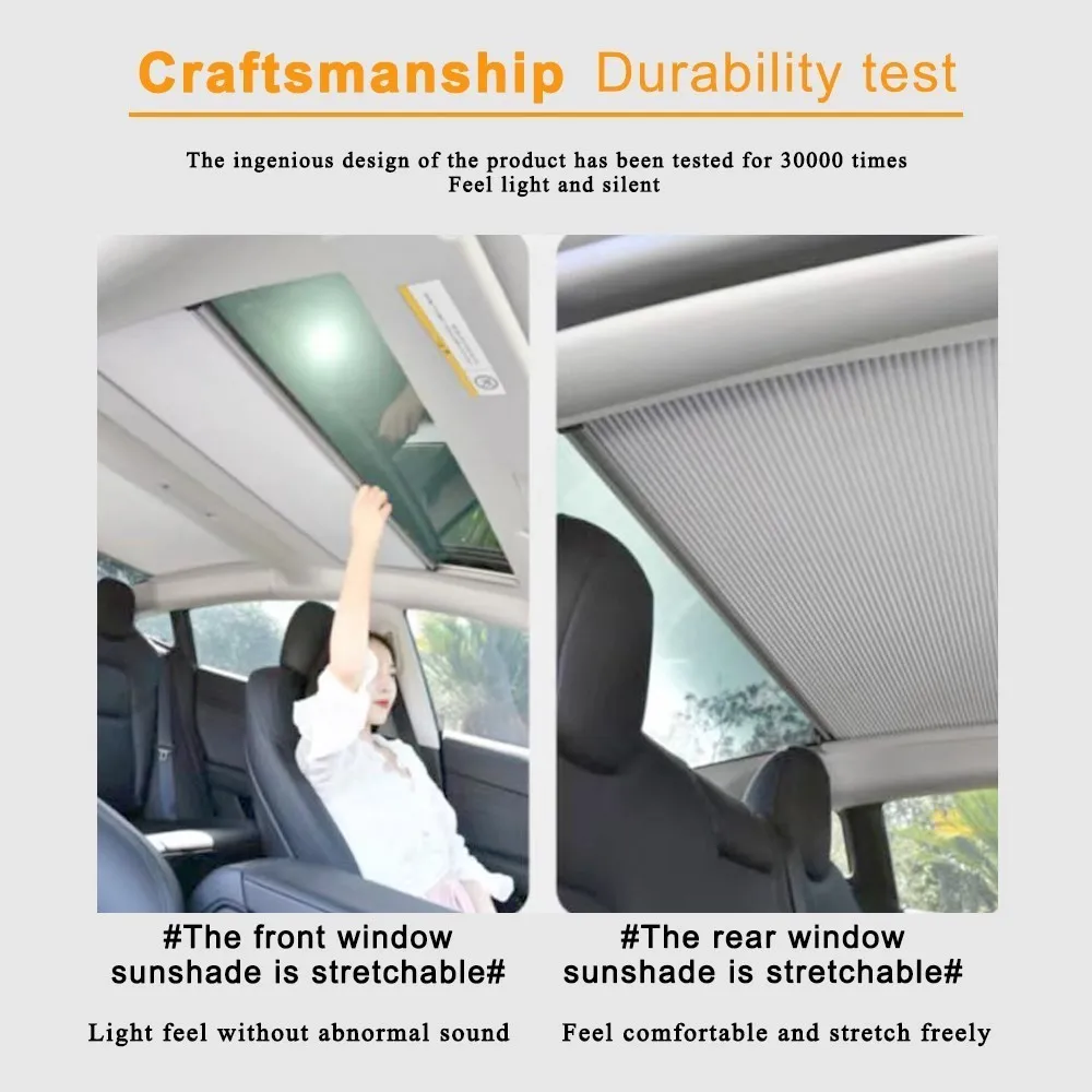 Sunshade Net For Tesla Model 3 2017-2023 Accessories Front&Rear Sunroof Pads Convenient Foldable Sun Shade Auto Interior