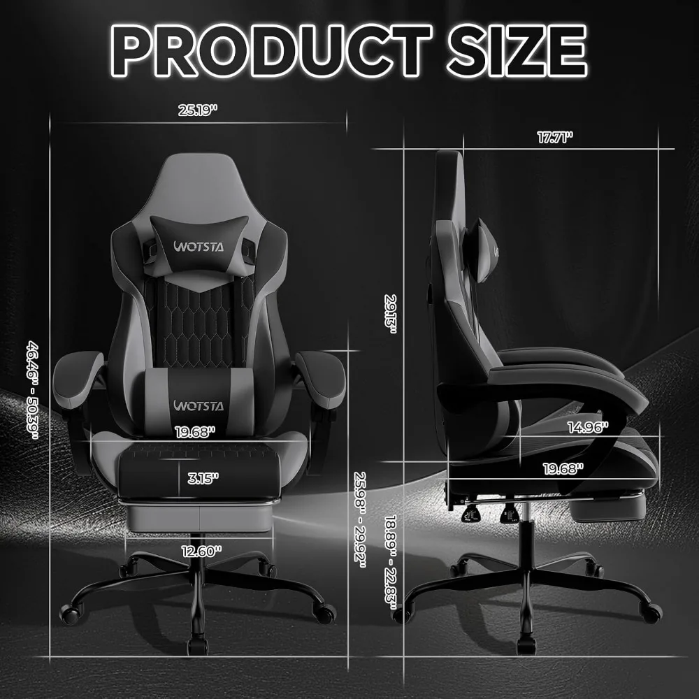 Ergonomic PVC Leather Gaming Chair with Footrest, Adjustable Lumbar Support for Comfortable Video Gaming view 3