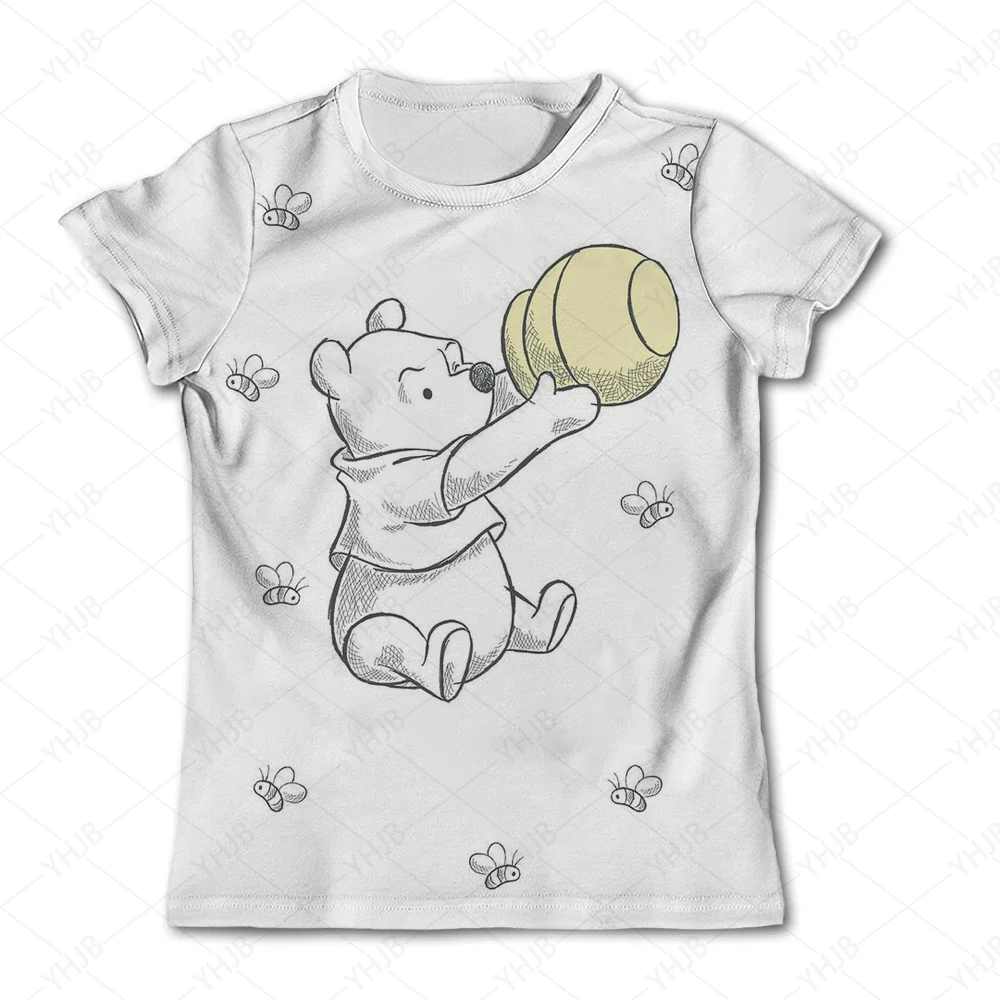 Disney Winnie the Pooh Cute 3D Tshirt Kids Boys Clothes Short Sleeve Casual Streetwear Clothing Girl Fashion Casual Tshirts Coup