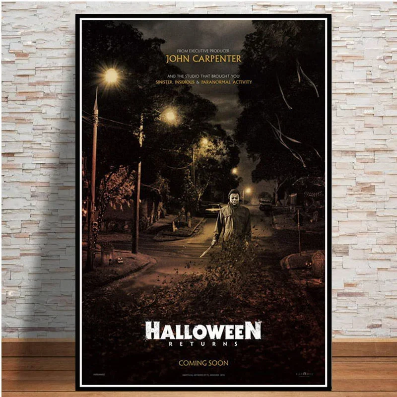 فيلم رعب مايكل مايرز للهالوين، ملصق فني مطبوع على القماش لديكور غرفة المعيشة، صورة جدار المنزل #4