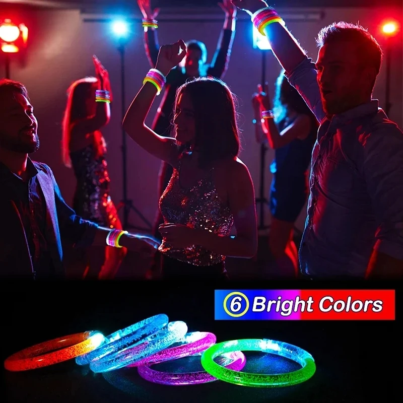 5Pcs Luminous Wristbands Toy Fun LED Light Up Bracelets Neon Glowing Bangle Glow In The Dark Party Supplies For Kids Adults