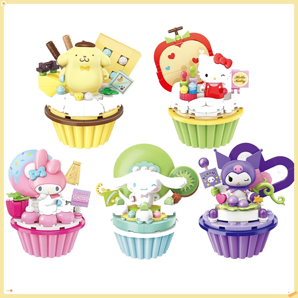 Sanrio Paper Cupcakes Cute and Funny Hello Kitty Kuromi Pochacco  Puzzle Assembly Building Block Toy Children's Birthday Gift