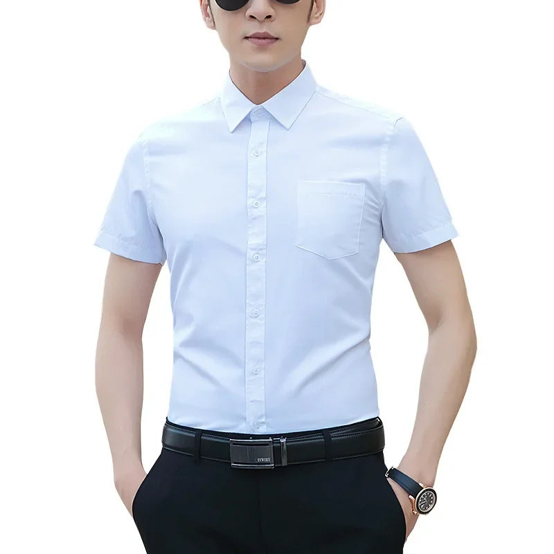 Kemeja pria lengan pendek, Fashion Korea Slim Fit pakaian pria kasual pria kemeja Hawaii ukuran Asia 5XL