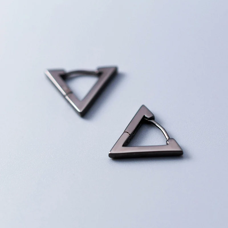 Modian Fashion Minimalist Black Triangle 925 Sterling Silver Allergy Free Women Hoop Earrings Fashion Jewelry Mode Bijoux