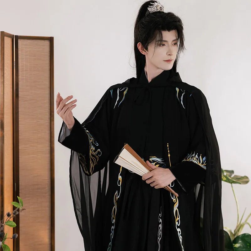Embroidered Ancient Cloak Cape Martial Arts Knight Style Daily Performance Costume