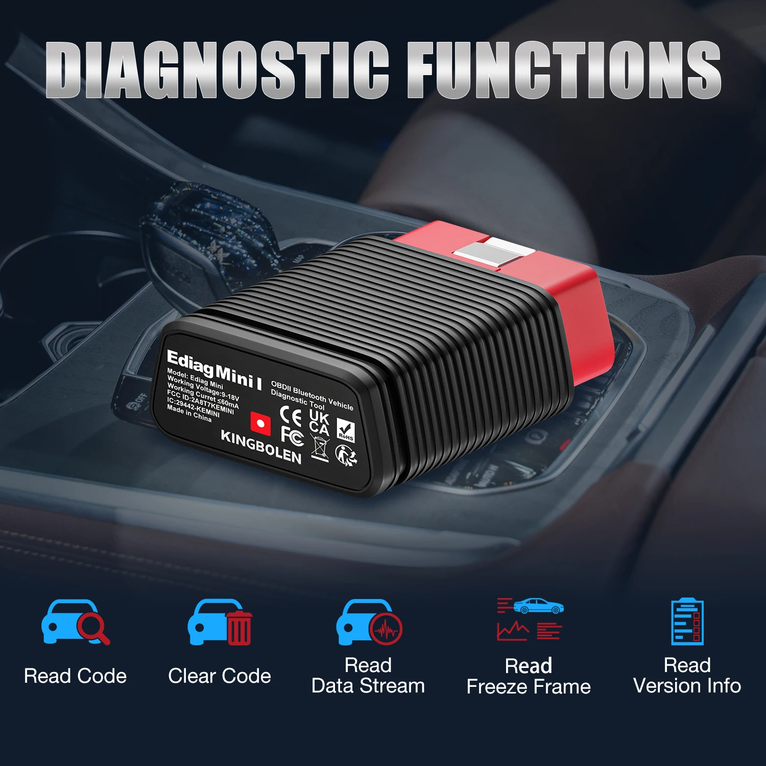 For 2023 KINGBOLEN EDIAG MINI Auto Diagnostic Tool All Cars Full System Diagnose Lifetime Free OBD2 Scanner Read Clear Code