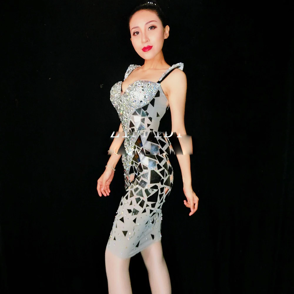 الفاخرة حجر الموضة الترتر المرايا فستان المرأة مساء فساتين لحفلات عيد الميلاد حجر الراين زي حفلة موسيقية احتفال فساتين الحفلات