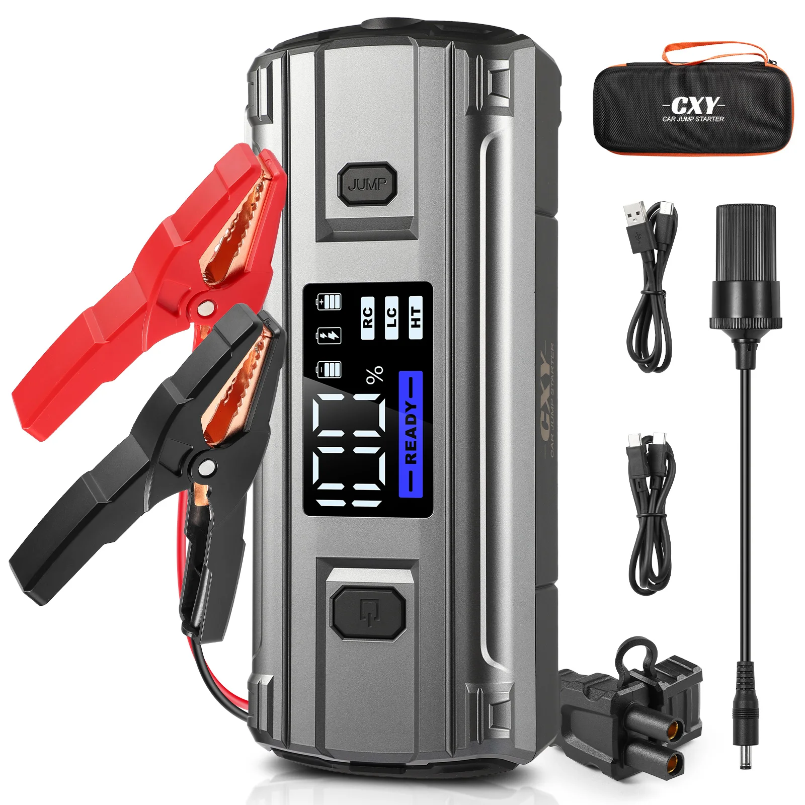 

T13PLUS PD60W Jump Starter 2000A 12V 74Wh Автомобильный стартер Power Bank Зарядное устройство с перемычками для дизельных двигателей