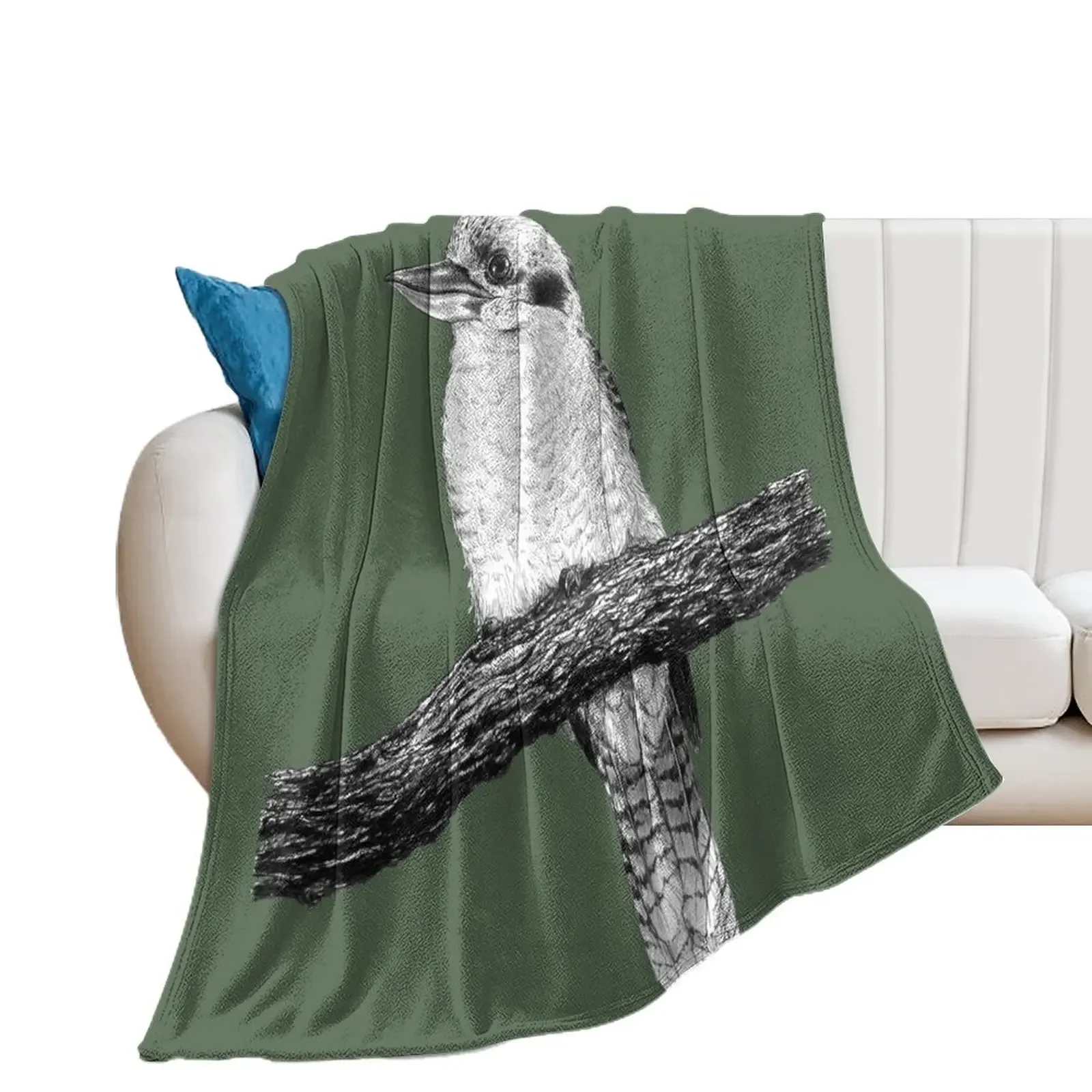 Kookaburra drawing Throw Blanket Furrys Designers Blankets