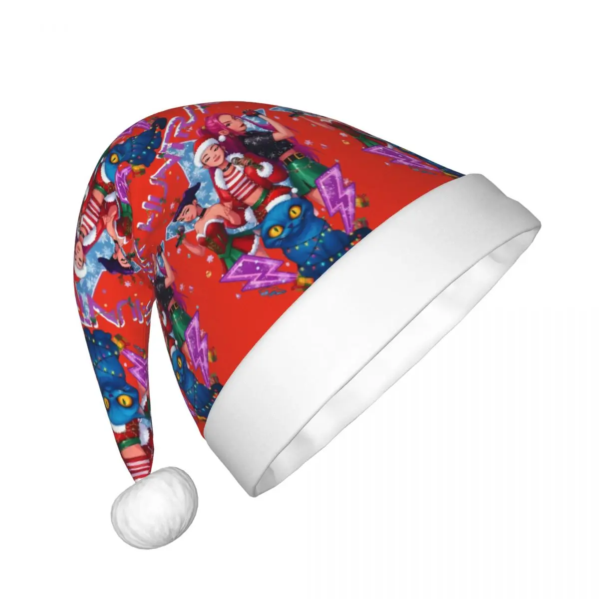 أضواء عيد الميلاد Huntrix Derpy Cat قبعات عيد الميلاد للبنين بنات طفل أطفال الأطفال قبعة سانتا قبعة عيد الميلاد الملحقات