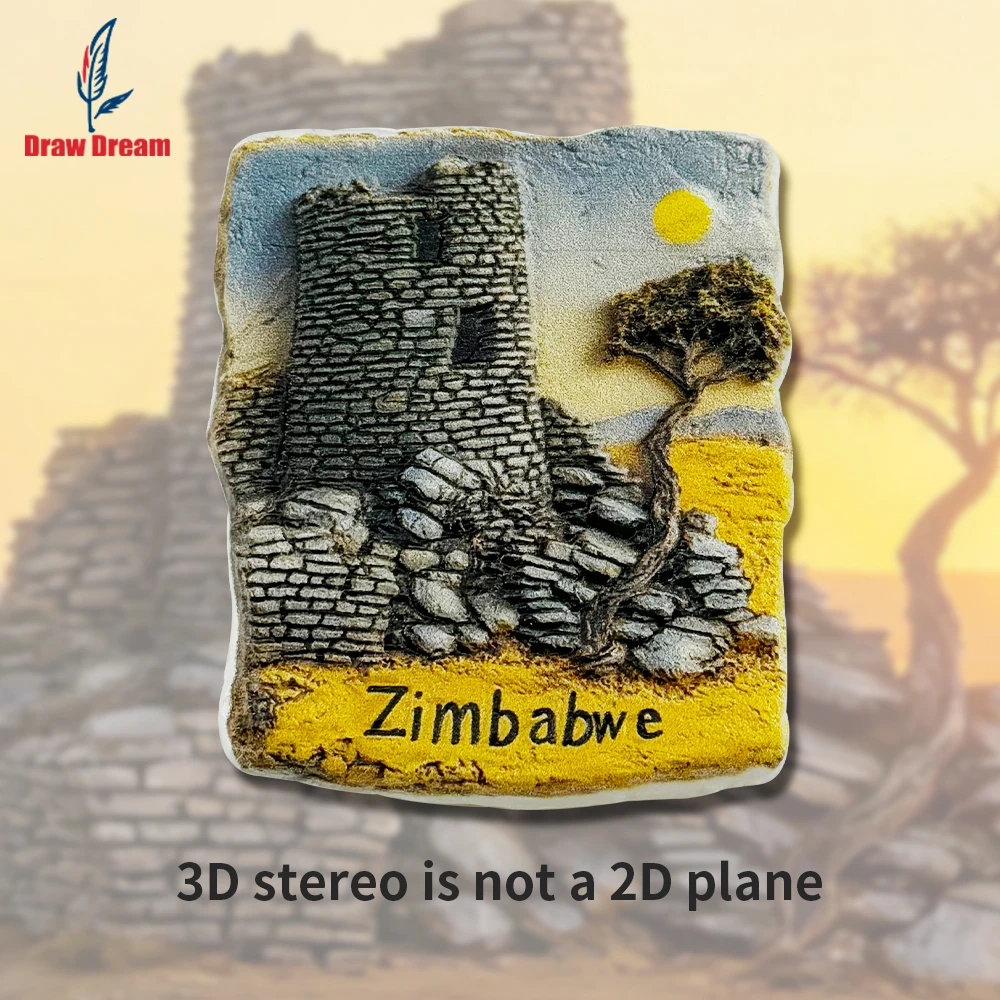 1PC Stone Tower Ruins Creative 3D Sticker for Refrigerator, Travel Souvenir, Home Decoration, Elegant Gift