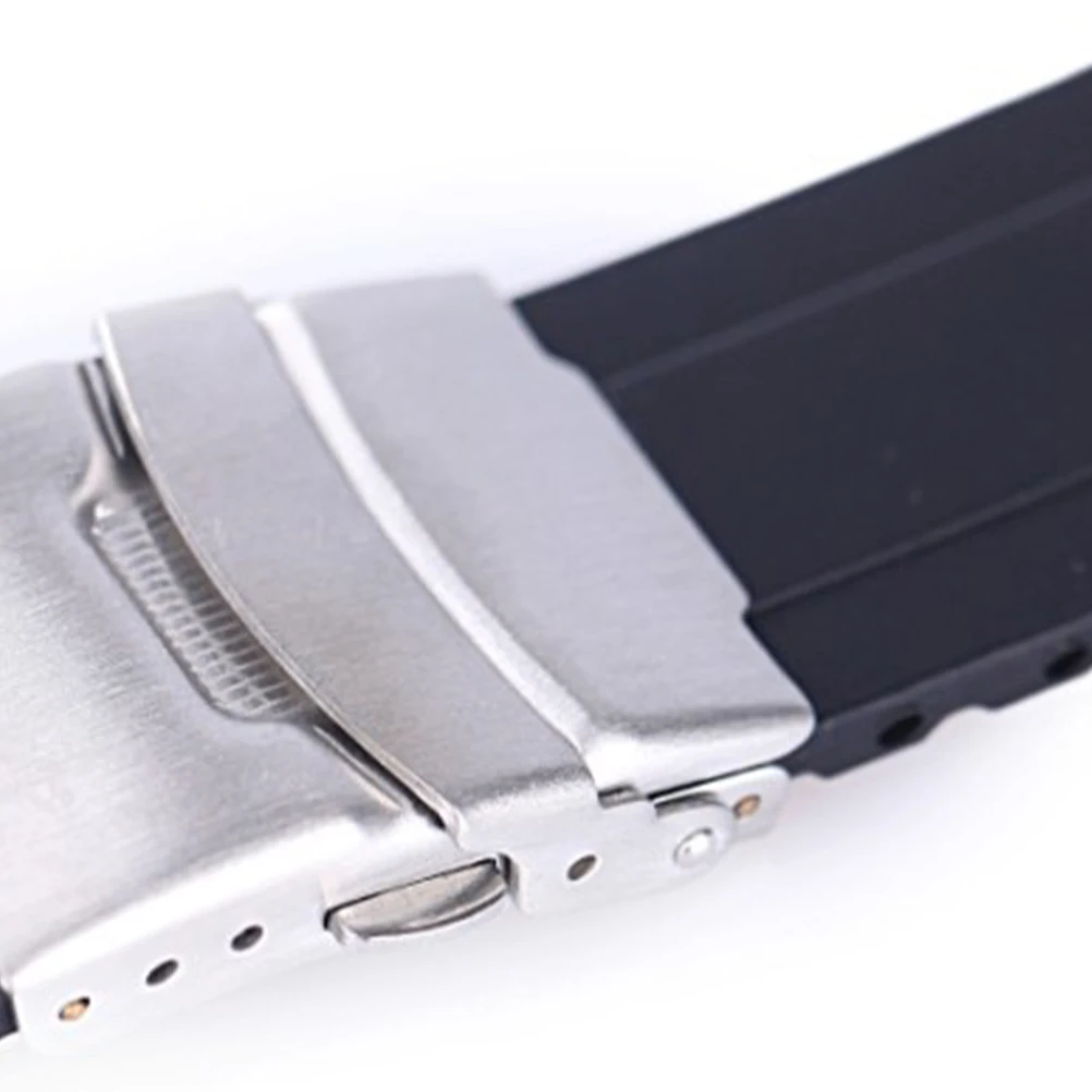 

22mm Elbow Silicone Watchband Deployment Buckle Folding Clasp Stripes Professional Comfortable Eco Friendly Gift