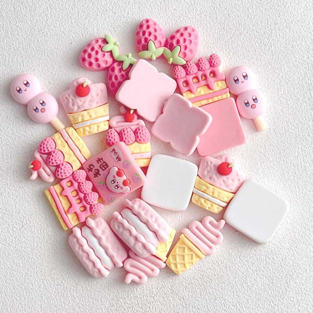 10 Stuks Nieuwe Kawaii Simulated Pink Food Toy Ice Cream Series Hars Plakboek Diy Sieraden Kinderen Cadeau Haarspeld Accessoires