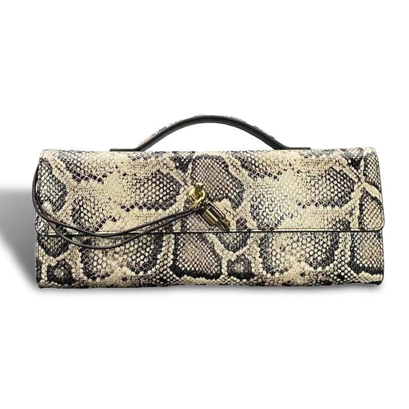 Designer Luxury Top Handle Crossbody Shoulder Bag for Women PU Leather Snake Pattern Evening Handbag Long Purse Fashion Outfits