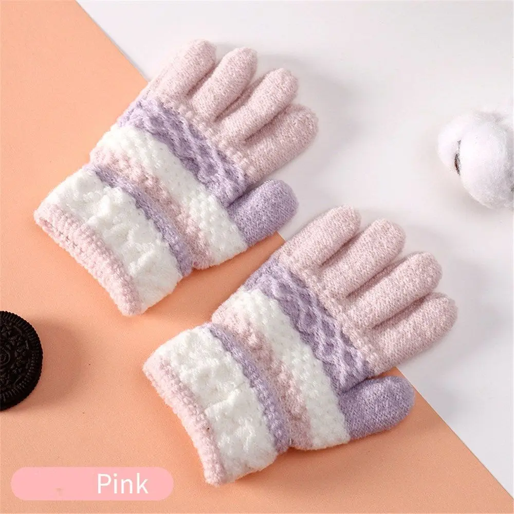 Winter Autumn Soft Knitted Baby Gloves Full Finger Gloves Kids Girls Boys Mittens Outdoor Children Gloves 3-6 Years