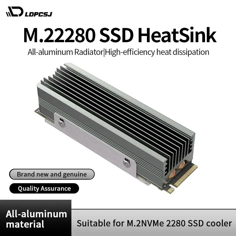 M.2 2280 SSD Heat Sink with Thermal Pad 2 Heat Pipes Radiator for NVMe Solid State Drive Cooler Enhancement