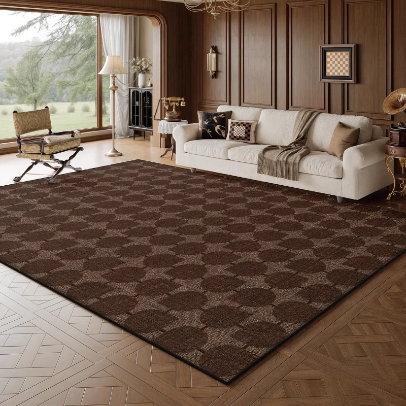 Retro Style Rugs for Bedroom Large Area Living Room Decoration Brown Carpet Washable Lounge Soft Floor Mat Anti-slip Bedside Rug