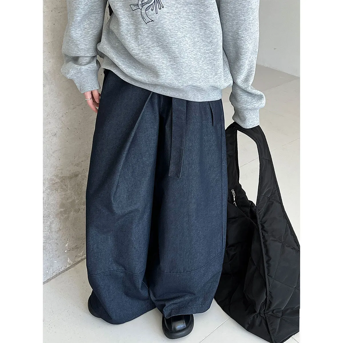 Pantaloni a gamba larga a vita alta asimmetrici con cinturino da donna 25 Autunno Nuovi pantaloni da pendolare dimagranti copricostume