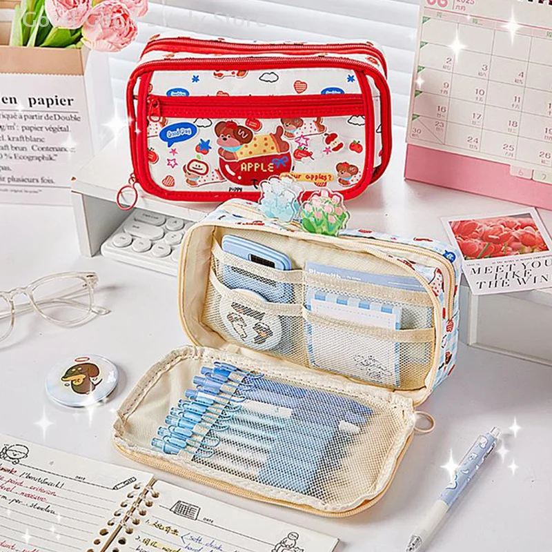 

Милый мультяшный щенок пенал многослойный большой многофункциональный механизм Kawaii студенческий пенал ящик для хранения канцелярских принадлежностей