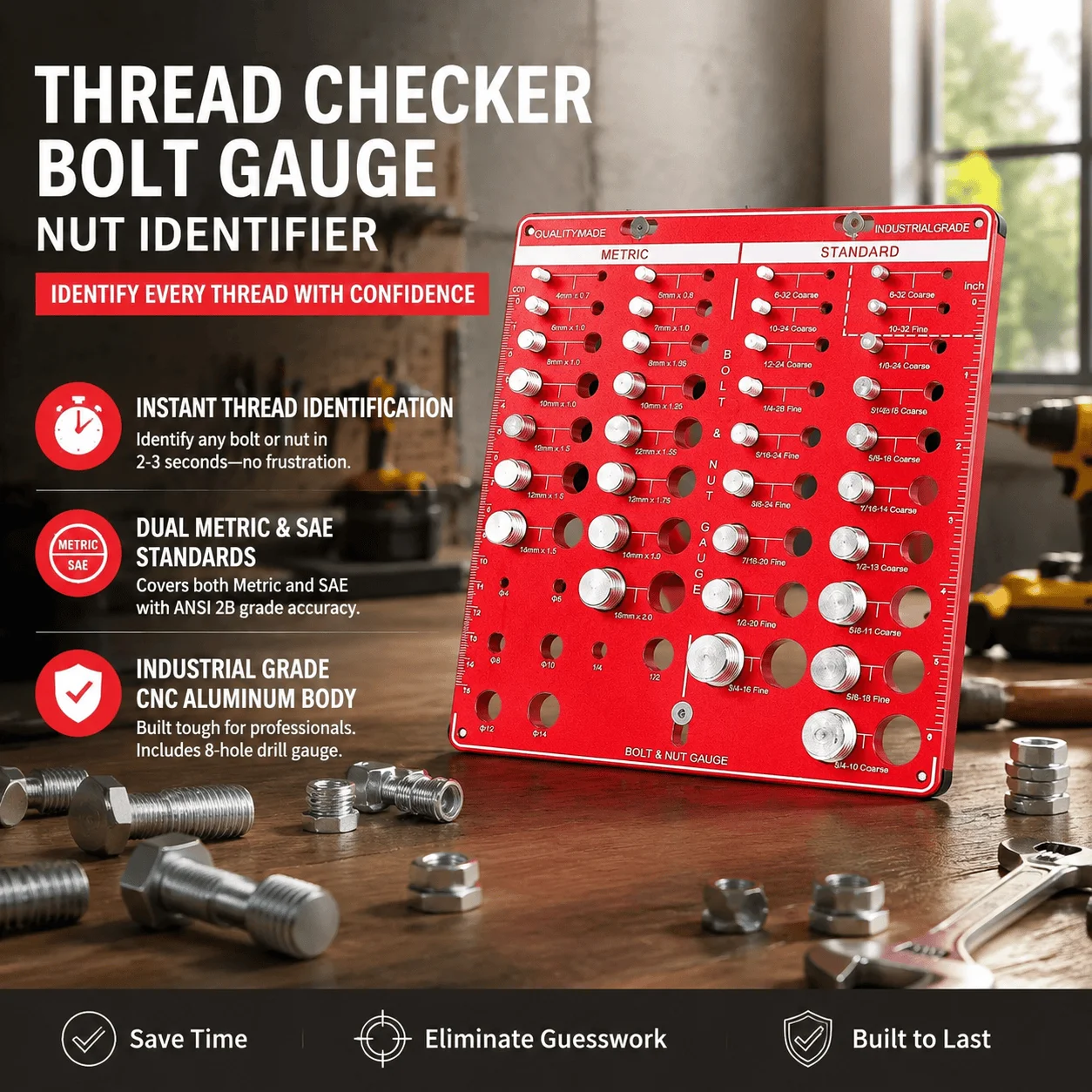 Quality Thread Checker Bolt Gauge Nut Identifier Screw Measu