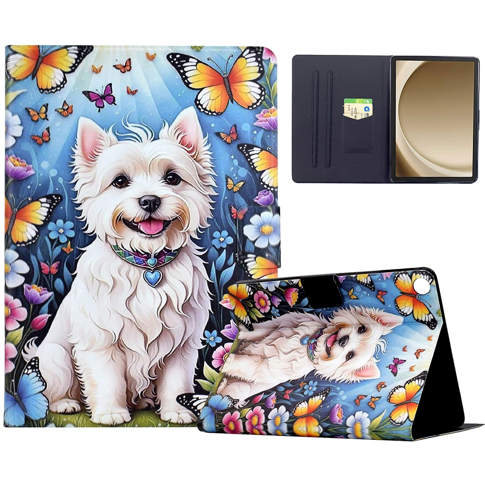 

For Samsung Galaxy Tab A9+ Stand Case Pattern Printing Tablet Leather Cover with Auto Wake / Sleep - Dog